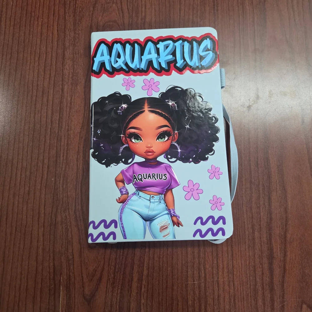 Aquarius Zodiac Journal - Light Blue & Purple Cover